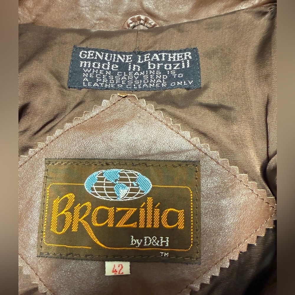 Brazilia by D&H women’s genuine leather jacket, size 42 in rich chocolate brown - Picture 2 of 9